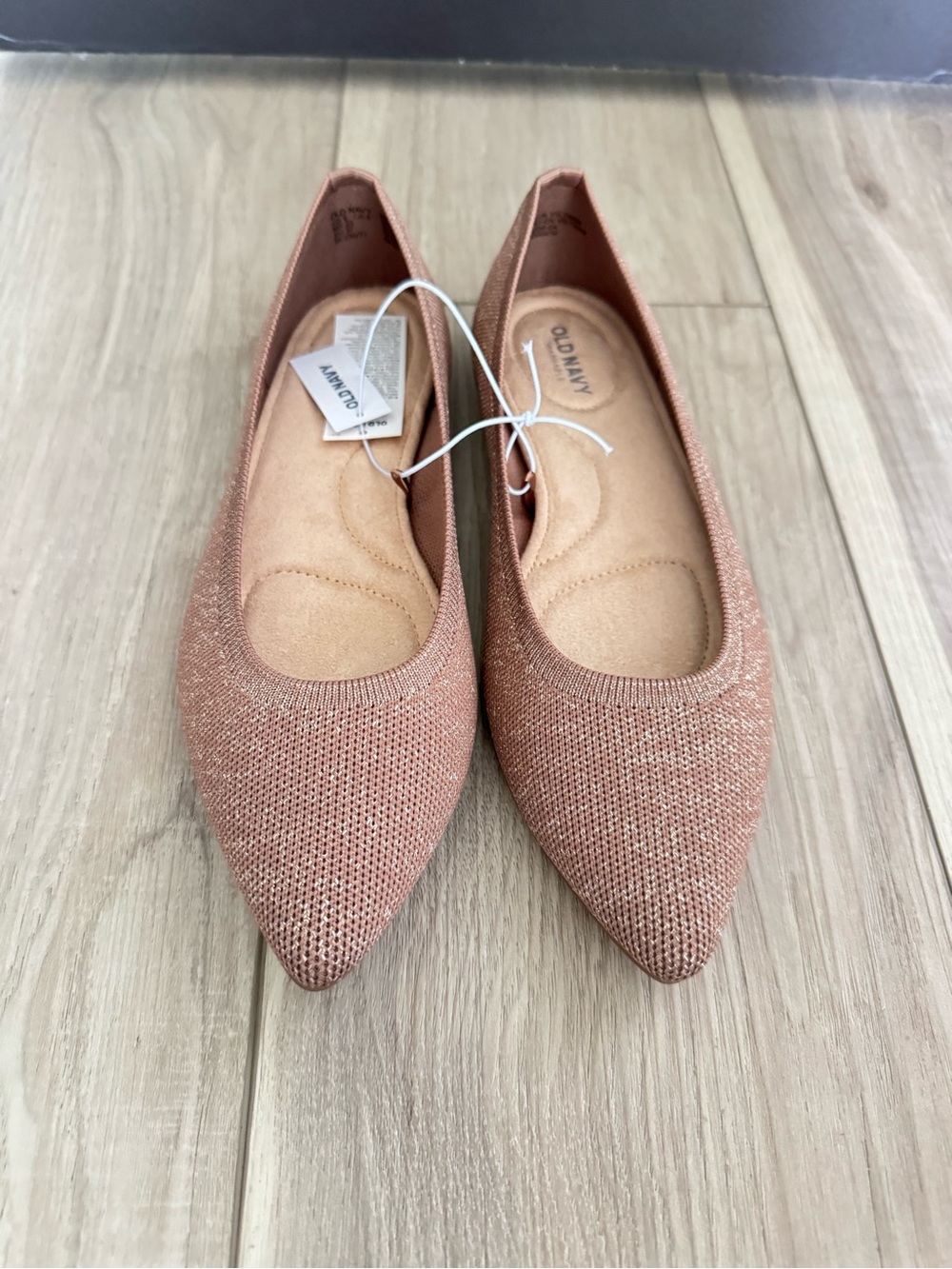 Old Navy Women's Rose-Copper Knit Pointed Ballet Flats
